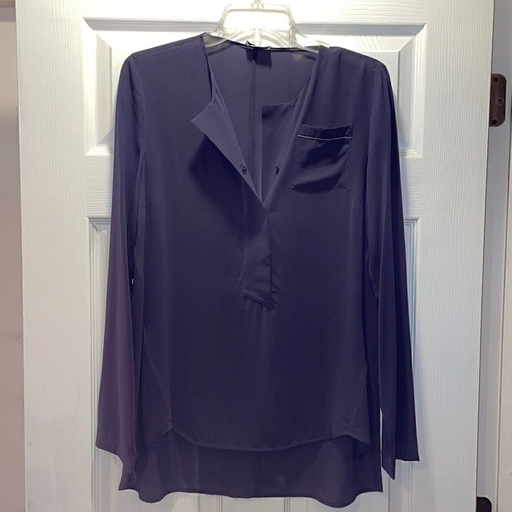 Brunello Cucinelli Slate Blue Silk Tunic blouse